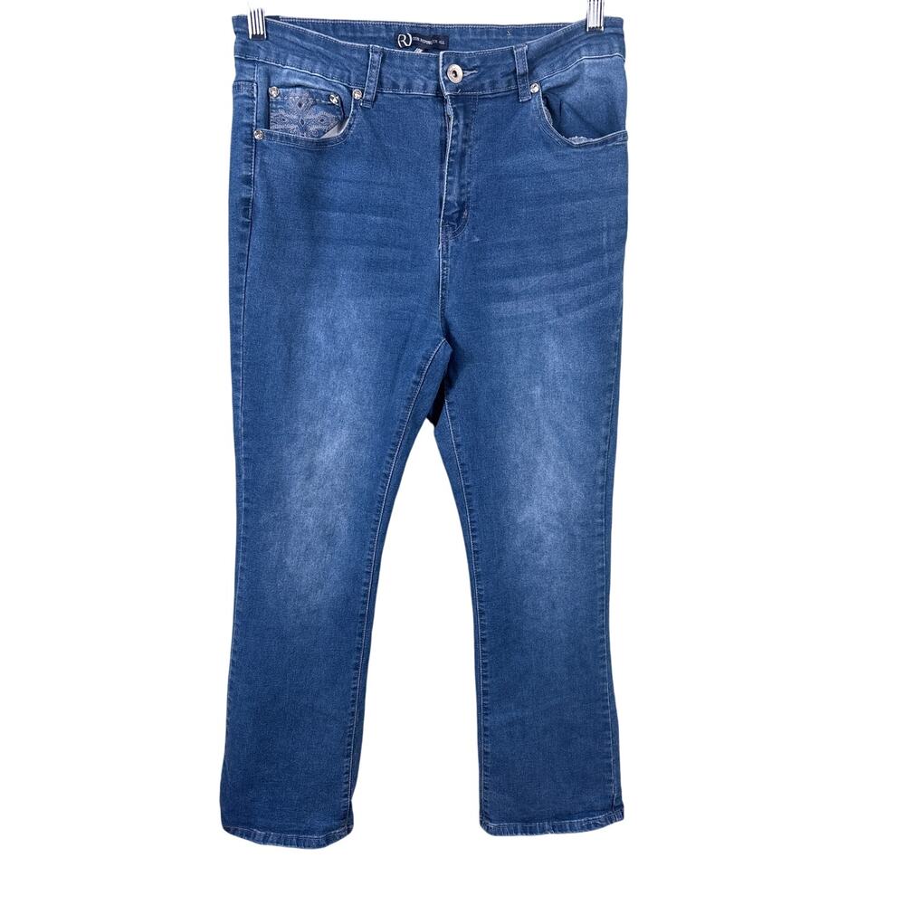 Our Republic For All Denim Jeans Women Size 14W‎ Blue Medium Wash Studded Casual